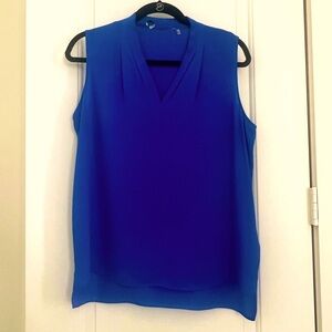 Tahari royal blue sleeveless v-neck top
